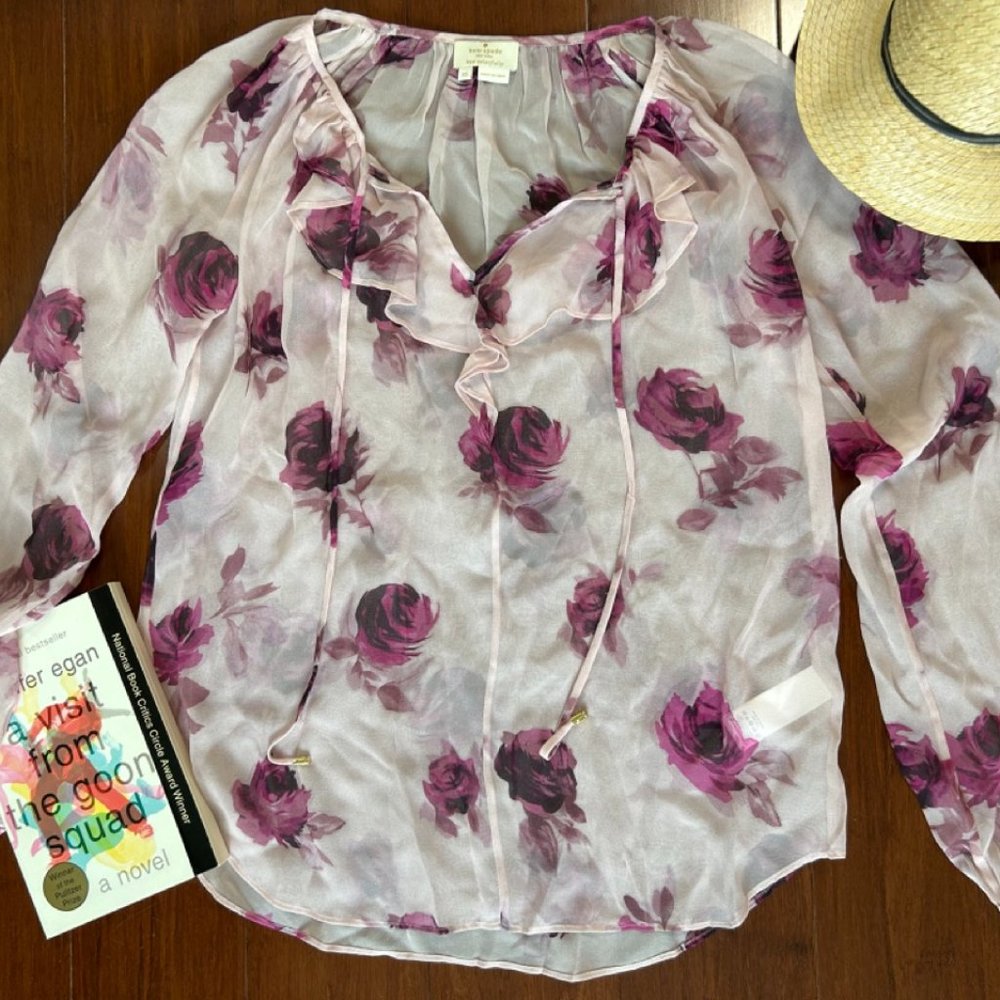 100% silk Kate Spade sheer blouse // like new condition